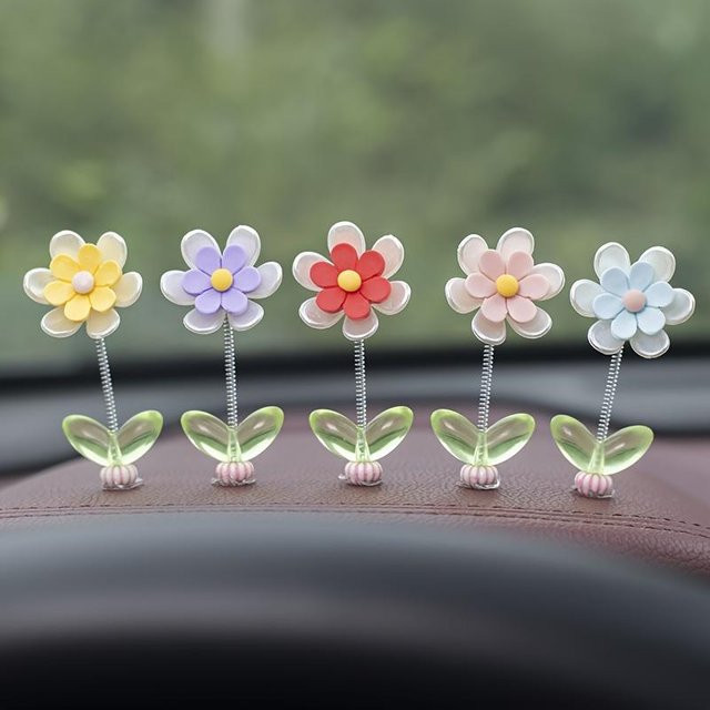 Yuyongzhi Gänseblümchen Dekoration aus Kunststoff in Weiss und Multicolour für Auto und Haushalt - Bild 1