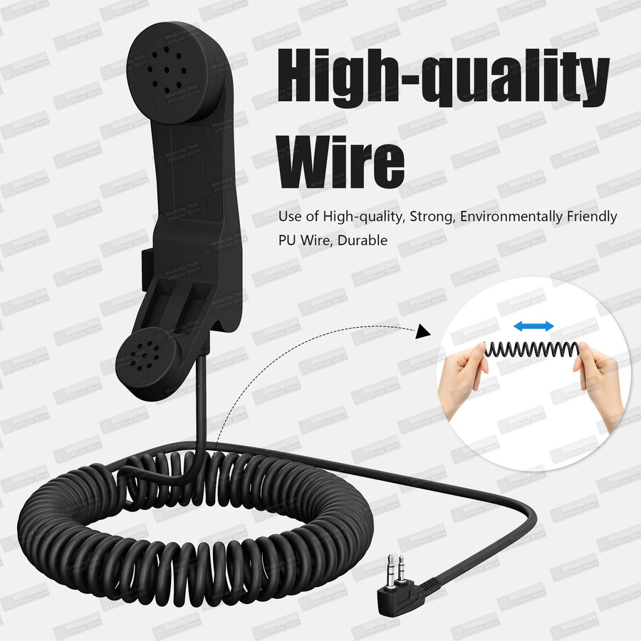 Baofeng Zwei-Wege-Lautsprechermikrofon mit 2-Pin-K-Typ-Anschluss für Walkie-Talkies, Schwarz - Bild 2