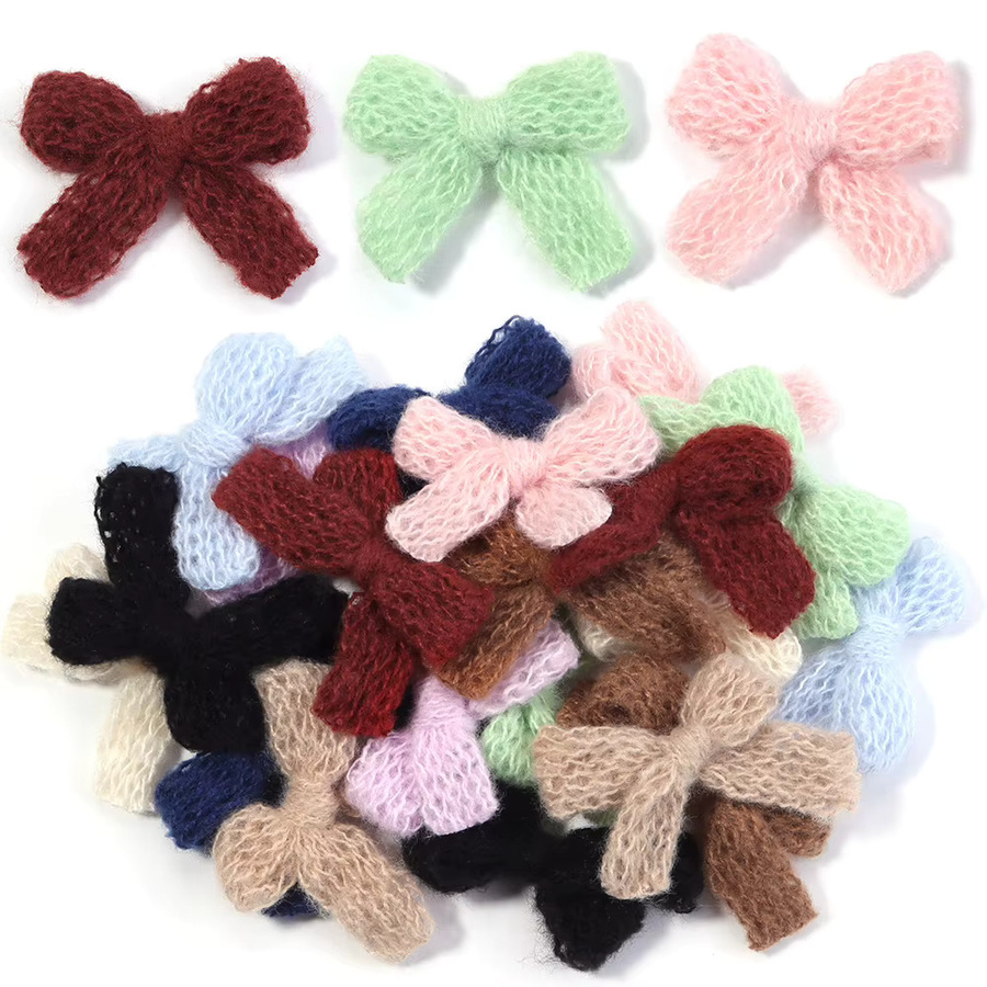 louleur Haarnadel Rand Clip, Gestrickte Wolle, Doppel Schicht Bowknot, Damen, Mädchen - Bild 5