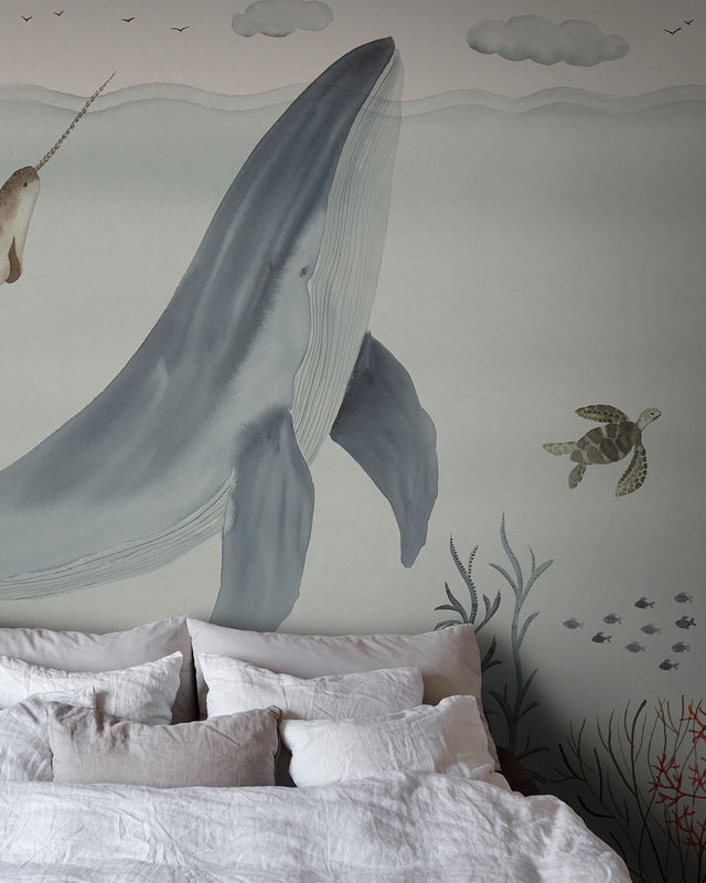 Sandberg Mural Sally Tapete in Blau mit Aquarell-Motiv aus Vlies - Bild 2