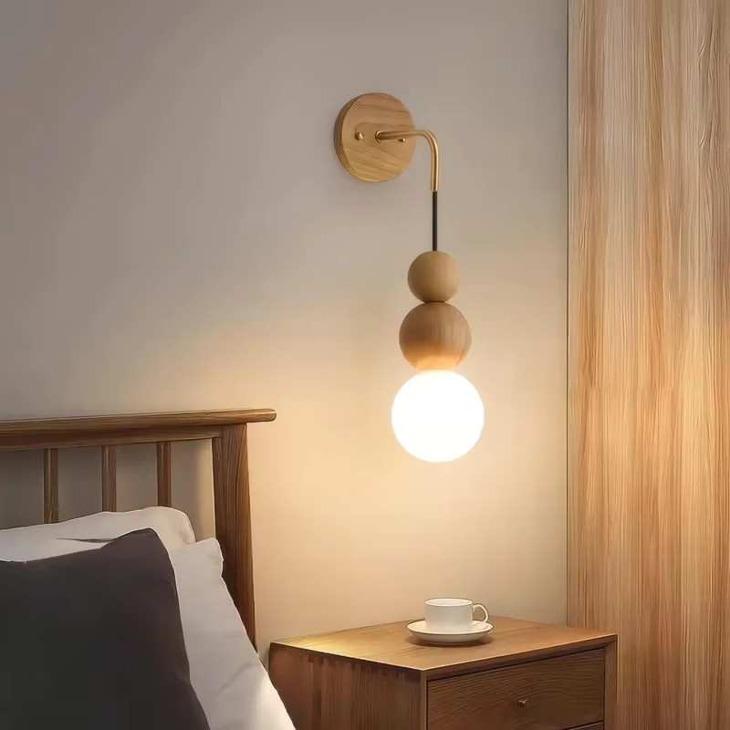 Claeted Wandleuchte im antiken Stil aus Walnuss und Kupfer für Wohnzimmer, Schlafzimmer und Flur - Bild 3