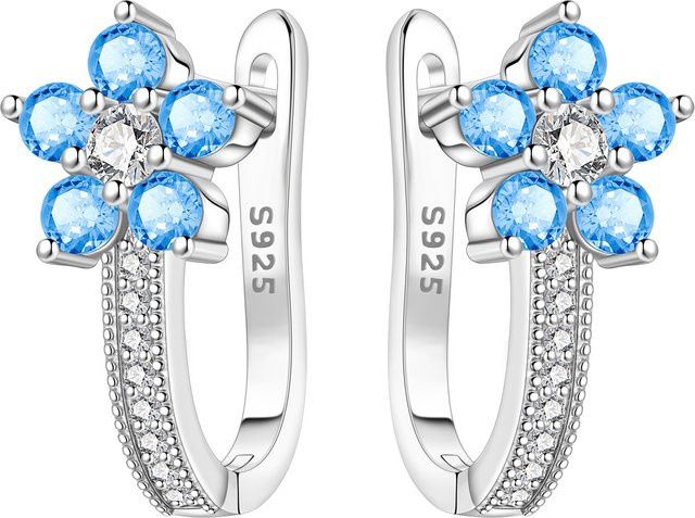 MISEFF Ohrringe, 925 Silber, Orchideenblüten-Design, Blau, Lila, Unisex - Bild 1