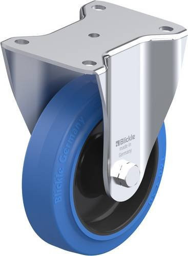 Blickle Bockrolle BH-POEV 160XR-SB aus verzinktem Stahl mit Kunststoffrad in Blau und Schwarz, Rad-Durchmesser: 160 mm, Tragfähigkeit: 400 kg - Bild 1