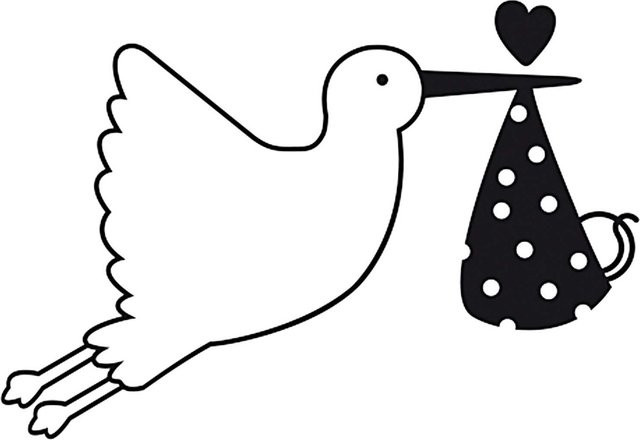 Rico Design Holzstempel Storch mit Baby 4 x 4 cm - Bild 1