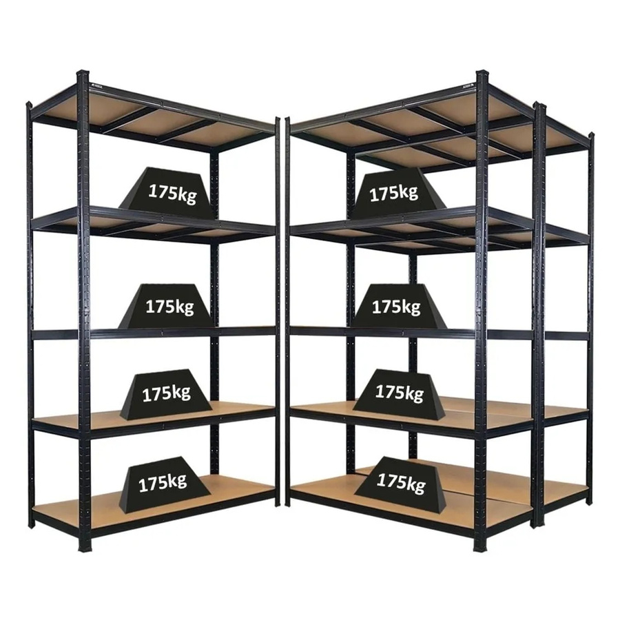 PROREGAL Schwerlastregal Giant Ragnar Set aus 3 Regalen, Schwarz, H x B x T: 200 x 120 x 50 cm, 5 MDF-Platten-Ebenen, Fachlast 175 kg - Bild 2