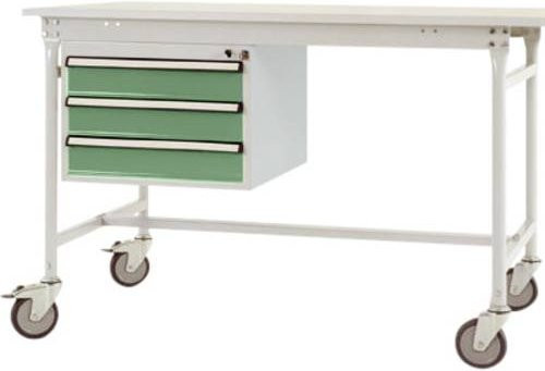 Manuflex Mobiler Gehäuse-Unterbau ZB4632.6011 mit 3 Schubfächern in Resedagrün RAL 6011 für Tischtiefe 800 mm - Bild 1