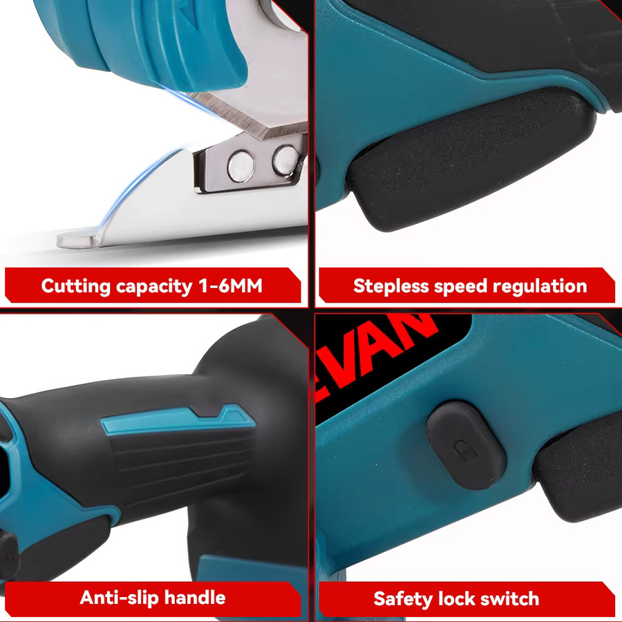 ONEVAN Akku-Elektrische Schere 800W Multifunktionale Hand-Stoffschere für Leder und Textilien Kompatibel mit Makita Akku - Bild 4