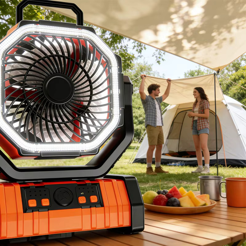 JFBONIN Campingventilator Schwarz mit 20000mAh Akku, Fernbedienung und 270 Grad verstellbarem Kopf, Tragbarer USB-Luftzirkulator für den Tisch - Bild 4