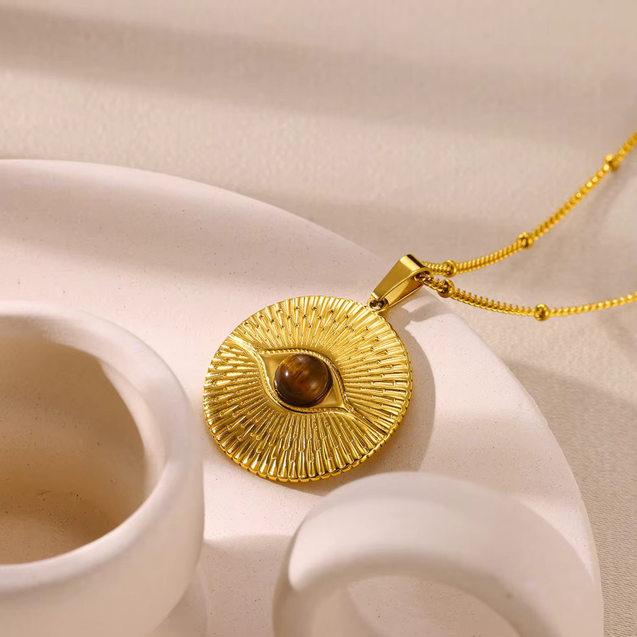 HPTOTMG Halskette Edelstahl, 18K vergoldet, Zirkonia, quadratischer Anhänger, Unisex - Bild 1