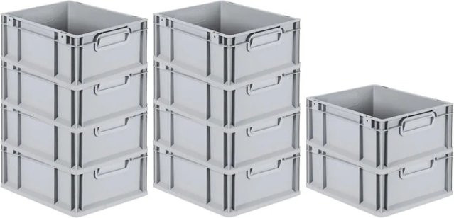 PROREGAL SuperSparSet 10x Eurobox NextGen Grip in Grau mit verstärkten Wänden, H x B x T: 17 x 30 x 40 cm - Bild 1