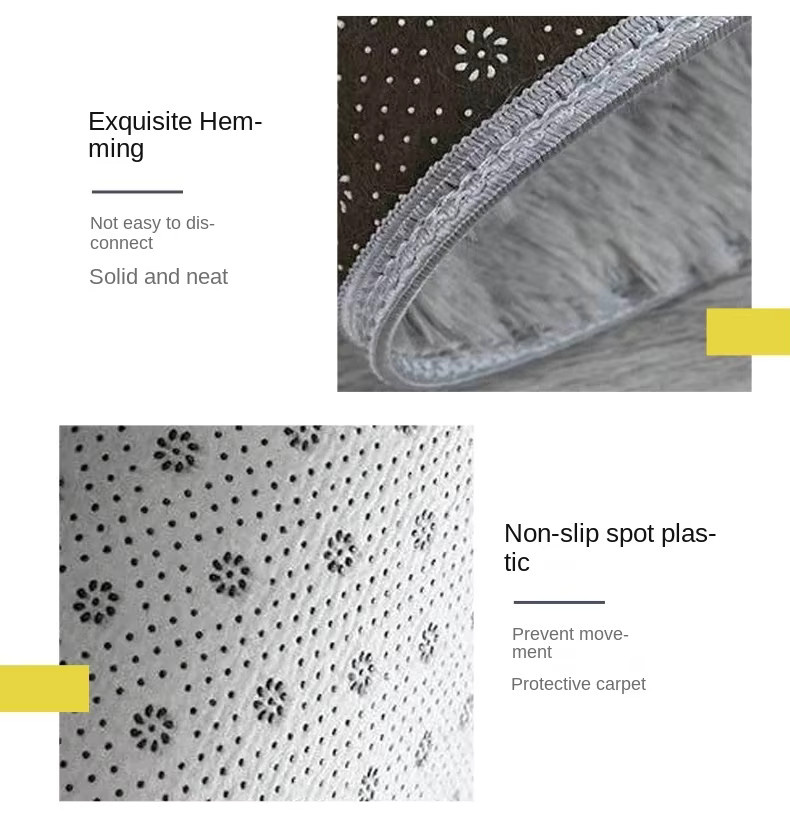 VIKAMA Seiden- und Wollteppich in Schwarz, einfarbig und schmutzabweisend im minimalistischen Stil für dein Schlafzimmer - Bild 4