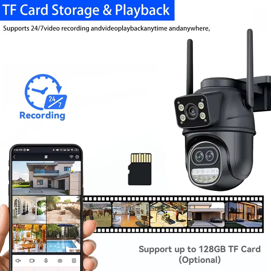 Overscam PTZ WLAN Sicherheits-IP-Kamera mit Dual Screen, 12 MP Auflösung, 8-fachem Zoom und automatischer Verfolgung via iCSee - Bild 4
