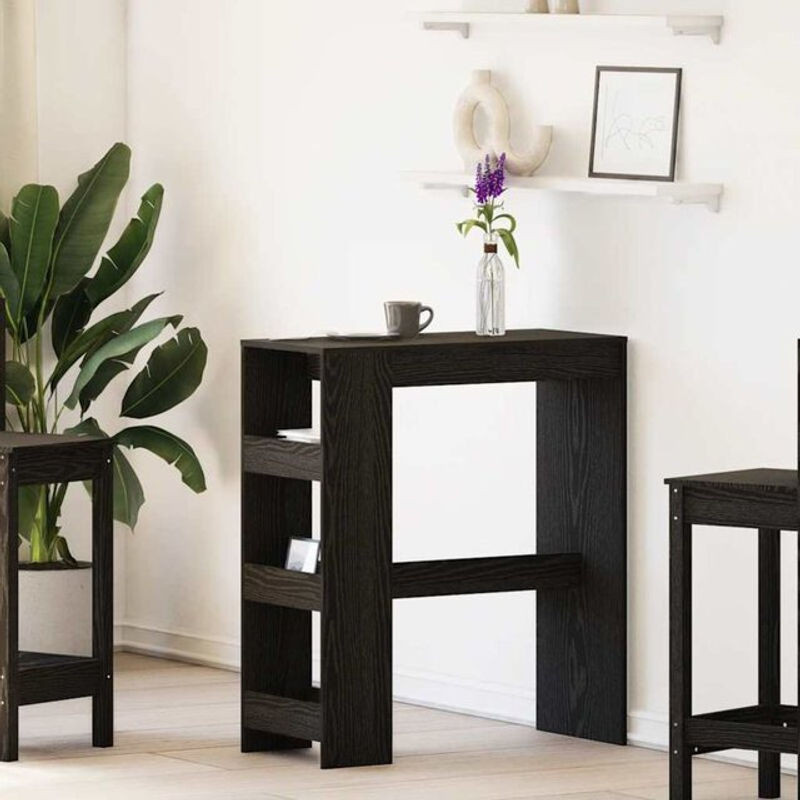 Vidaxl Bartisch mit Regal in Schwarz und Eichen-Optik, Modern, B/T/H: 90 x 40 x 103,5 cm - Bild 1