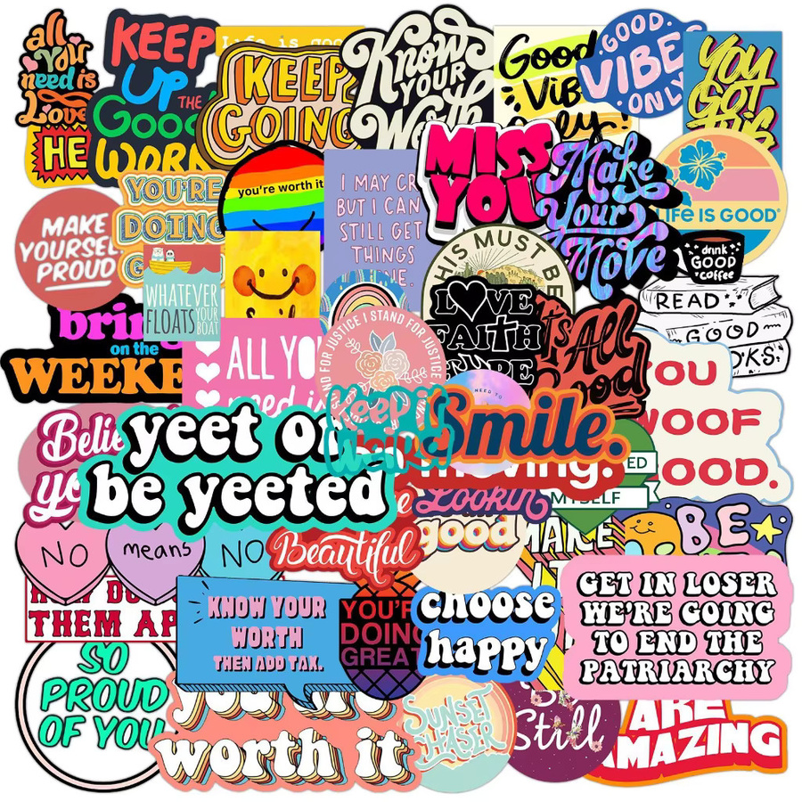 50 Stück englische Spruch-Graffiti-Aufkleber von Papery Pop Store in Multicolour für Laptop, Handyhülle und Notizbuch - Bild 4