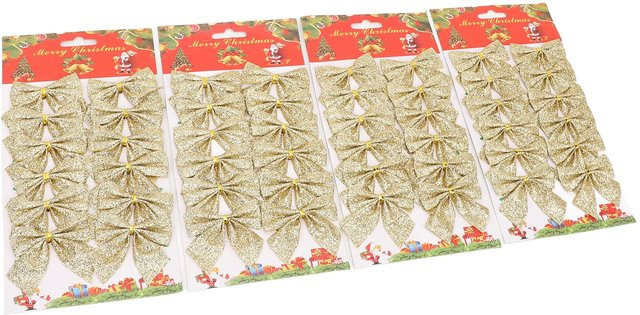 48 Stück Weihnachtsbaum Schleifendekoration Koogeelife in Gold als hängende Miniatur-Schleifenornamente für deine Weihnachtsdekoration - Bild 1
