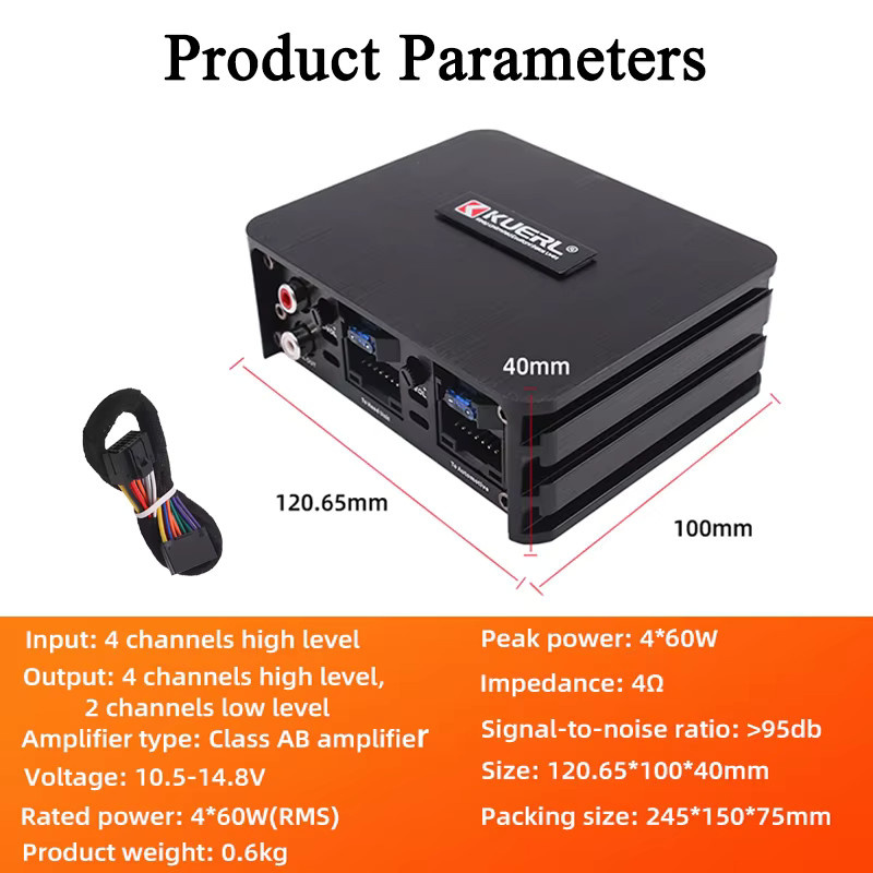 KUERL Stereo Audio Verstärker mit DSP und 4x60W Leistung in Schwarz für Android-Großbildschirme - Bild 5