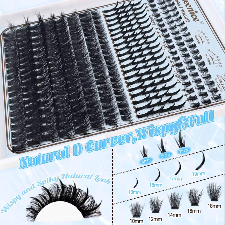 QUEENICE Spiky Cluster Lashes Mix-Set, Einzelwimpernverlängerung - Bild 6