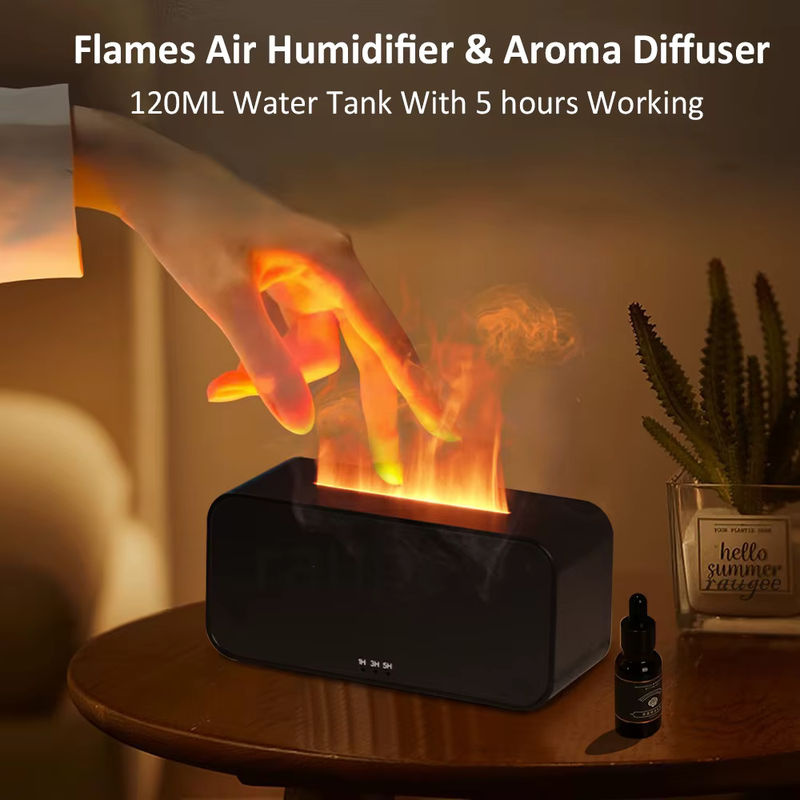 Cooskr Luftbefeuchter Diffusor mit Flammen-Effekt und LED-Licht in Schwarz - Bild 2