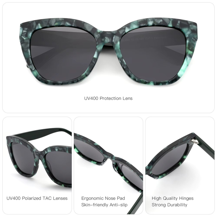 ZENOTTIC Sonnenbrille Butterfly, Acetat, Vollrand, Damen, grün, polarisiert - Bild 3