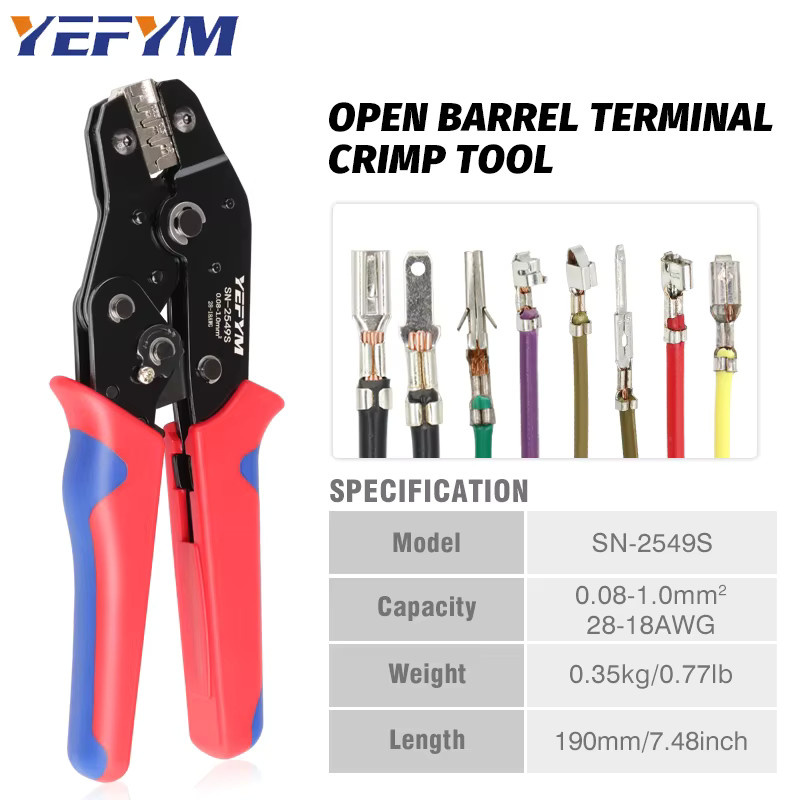 YEFYM SN-2549S Crimpwerkzeug Drahtratszange für PH2.0 XH2.54 2.8 3.0 3.96 KF2510 JST Terminals mit 0,08–1,0 mm2 und AWG28–18 - Bild 2