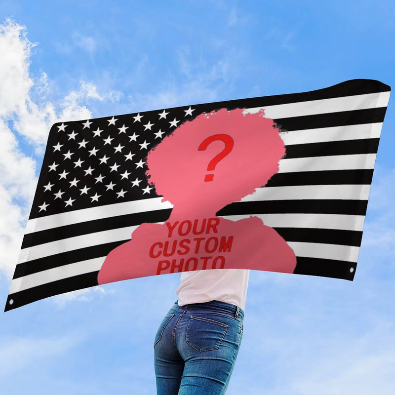 Personalisierter Wandteppich mit schwarzer amerikanischer Flagge und Foto-Druck, Textil-Wandbehang B: 150 cm, H: 90 cm - Bild 4