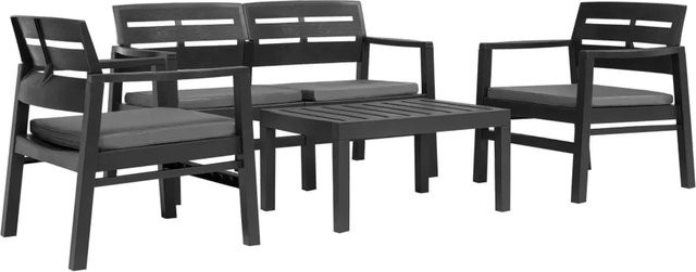 vidaXL 4-teiliges Gartenmöbel-Set aus Kunststoff in Anthrazit für Garten und Terrasse - Bild 1