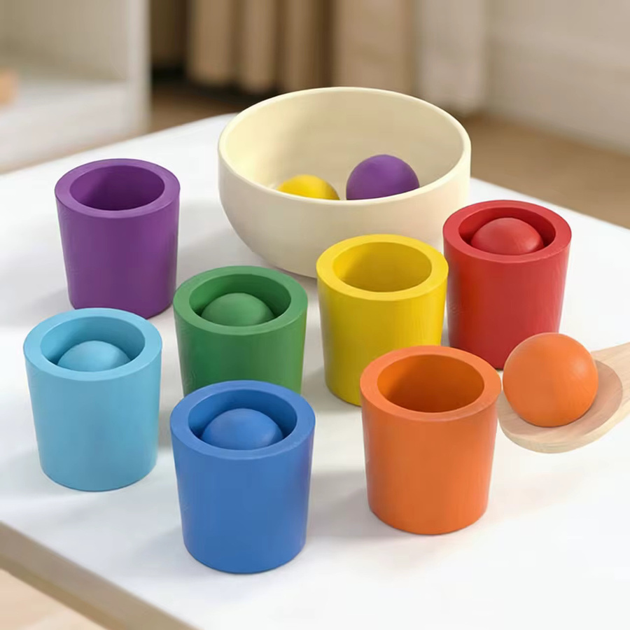 Lee's Sharing Montessori Sieben-Farben-Farbbecher, Sortierspiel, Holz, Bunt / Mehrfarbig - Bild 2