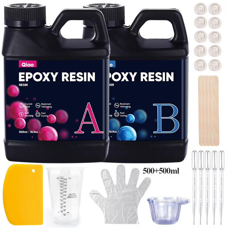 QIAO Epoxidharz-Set transparent – Schnellhärtendes und hitzebeständiges 1:1 Resin für Kunst, Schmuck, Holztischplatten und DIY-Beschichtungsprojekte - Bild 5