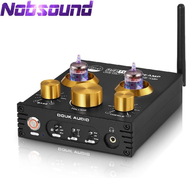 Nobsound HiFi Bluetooth 5.0 6J5 Ventil-Röhren-Vorverstärker mit USB DAC und APTX in Schwarz - Bild 1