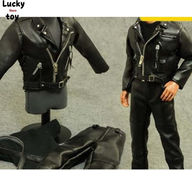 ZYTOYS Soldier Black Cool Male Leather Jacket Coat Jeans Clothes Set, Zubehör - Bild 1