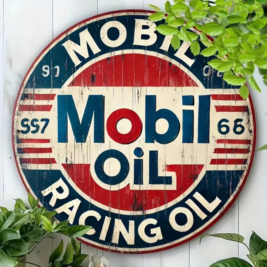 Mobil Racing Vintage Sign Set im Distressed-Look für deine Garage und Wandgestaltung - Bild 3