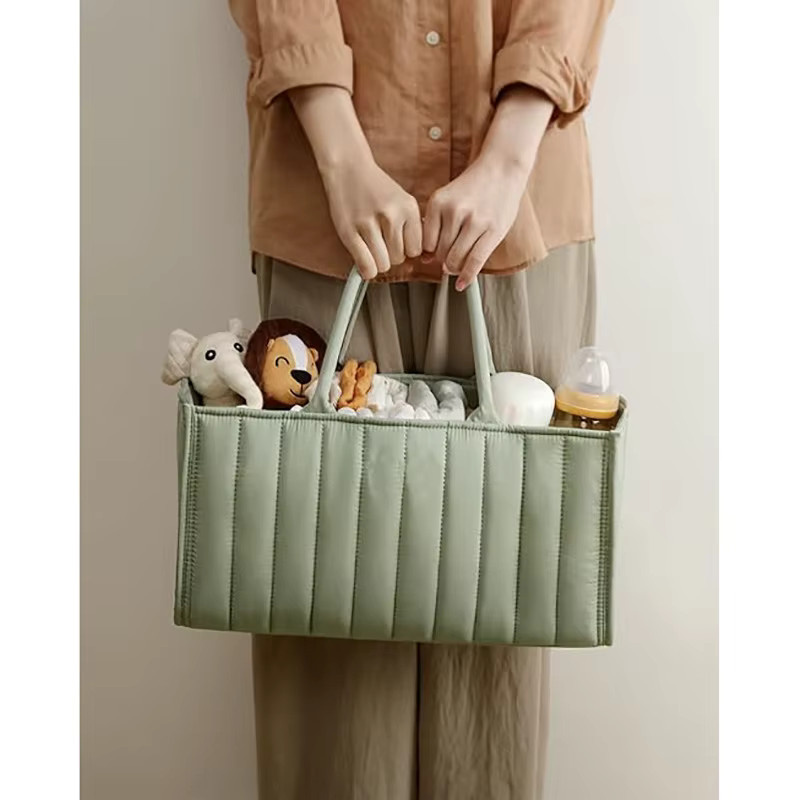 Grüner Kinderwagen Organizer aus Filz mit großer Kapazität zur Windelaufbewahrung und als Mama Tasche - Bild 2