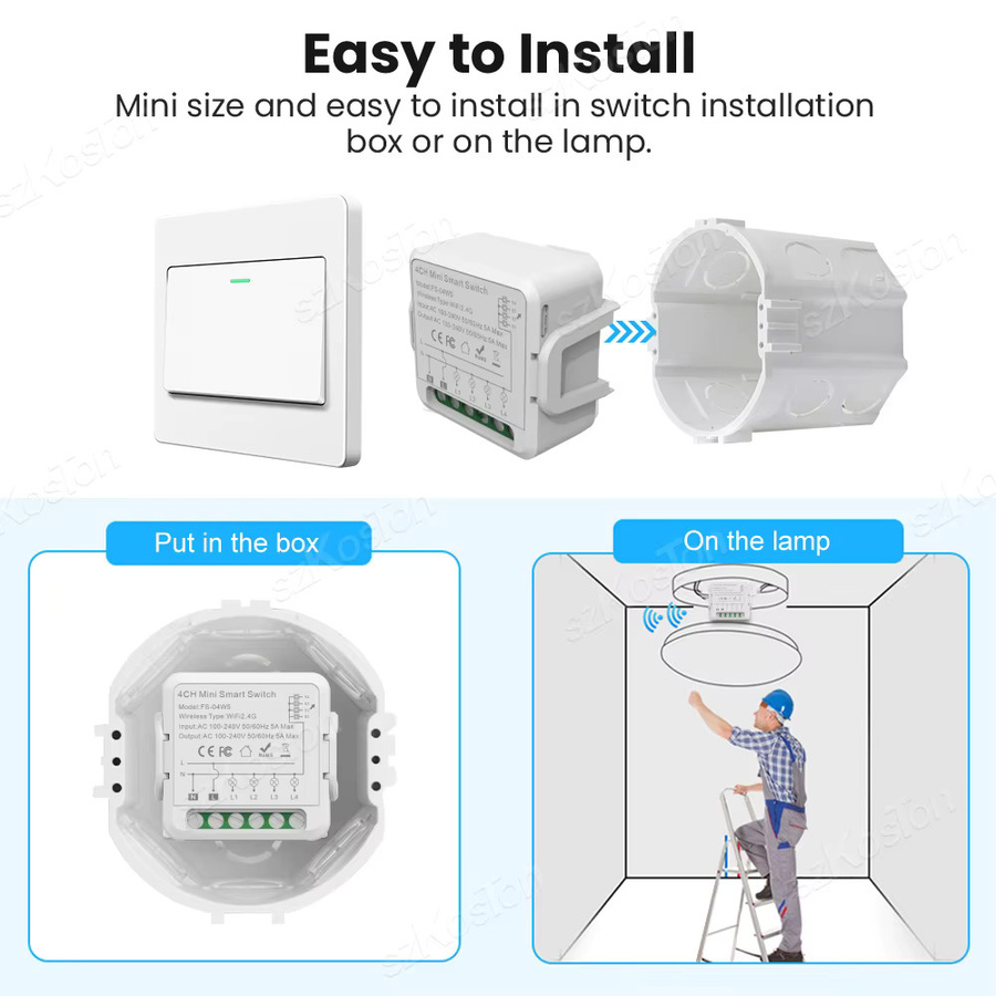 Tuya WiFi Smart Switch Mini Breaker Modul zur 2-Wege-Steuerung in Weiß, kompatibel mit Alexa, Google Assistant und Smart Life App - Bild 3