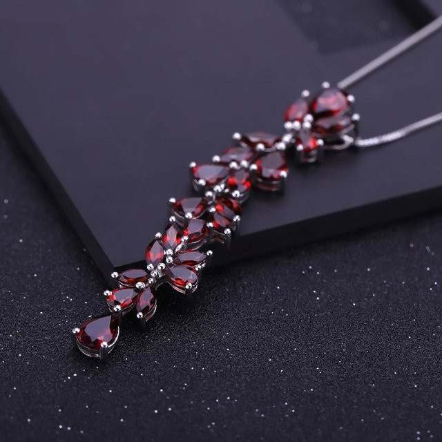 GEM'S BALLET Anhänger-Halskette, 925 Silber, Granat, Damen - Bild 1