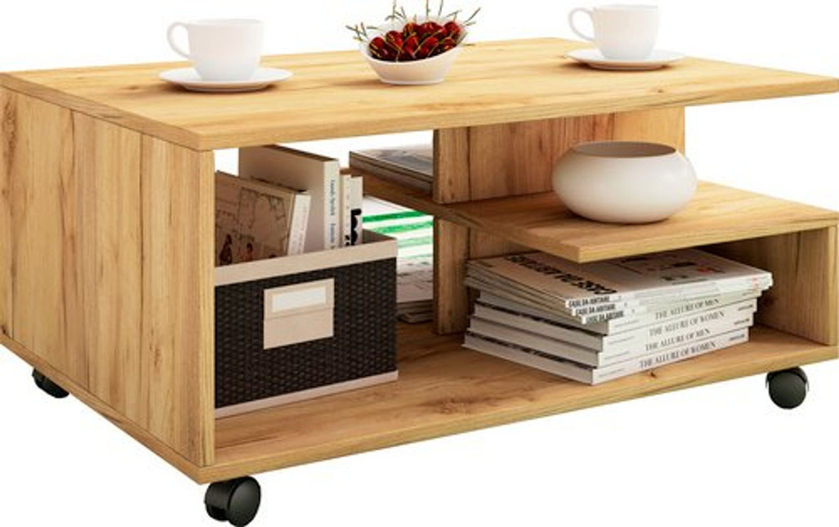 VCM Couchtisch Stango in Eiche Honig mit Rollen, braun, B/T/H: 80 x 50 x 40 cm - Bild 2