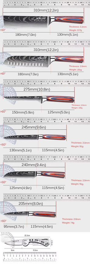WXCOO Professionelles Japanisches Santoku Chefmesser mit Geschenkbox für Obst und Gemüse - Bild 6