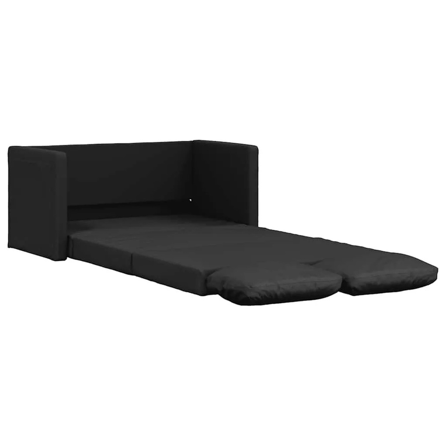 vidaXL Bodensofa mit Schlaffunktion in Schwarz aus Kunstleder mit Metallrahmen, B/T/H: 174 x 112 x 55 cm - Bild 2