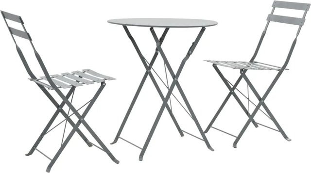 vidaXL 3-tlg Bistro-Set Modell 3 aus Stahl in Grau - Bild 1