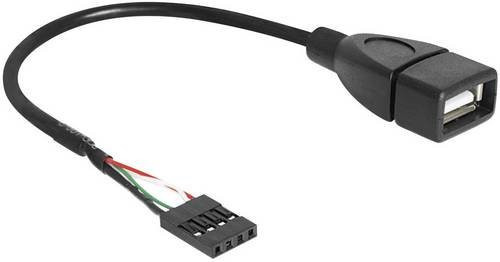 Delock USB 2.0 Kabel mit 4-poligem Pfostenstecker auf USB-A Buchse, Schwarz, Länge: 0,20 m - Bild 1