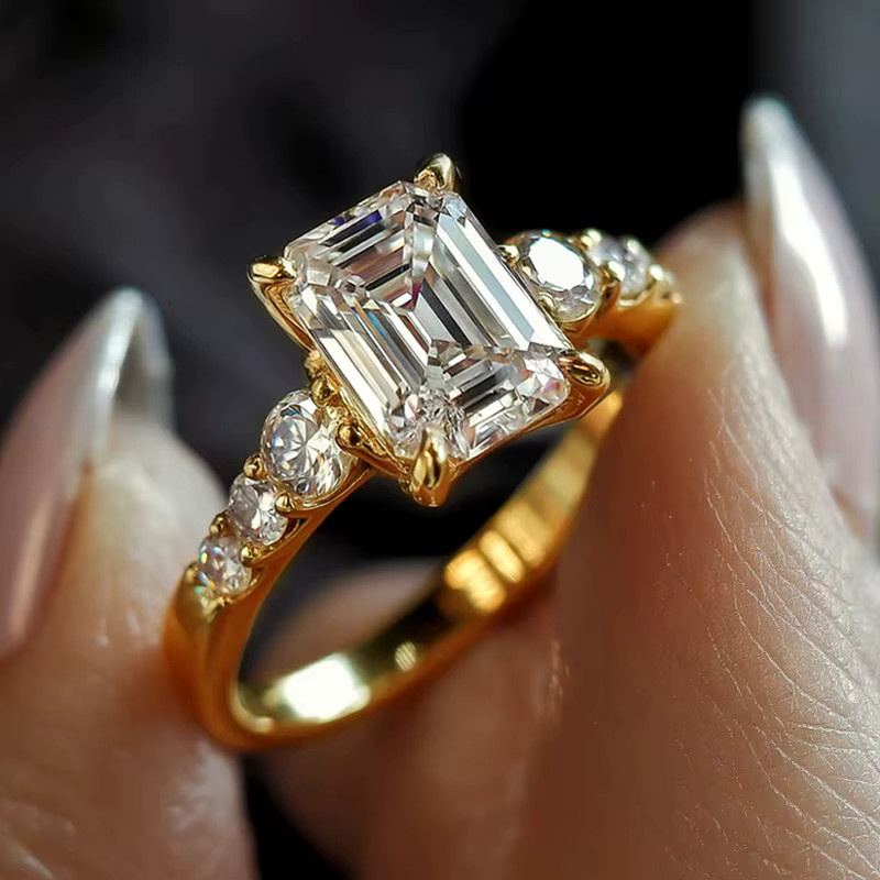 Huitan Damenring, achteckig, Gold, Zirkonia - Bild 2