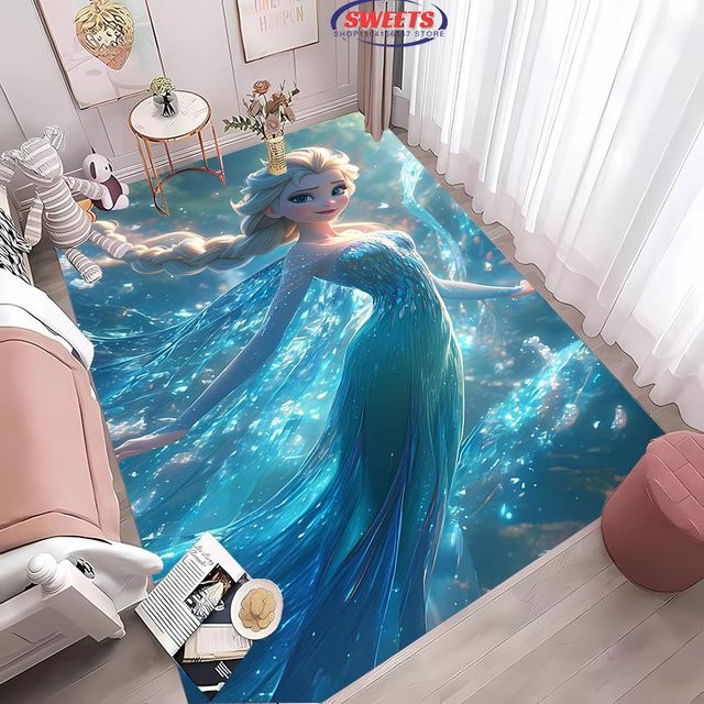 Disney Frozen Elsa Magischer Eis Teppich für das Kinderzimmer in Blau, B/B: 100 x 120 cm - Bild 1