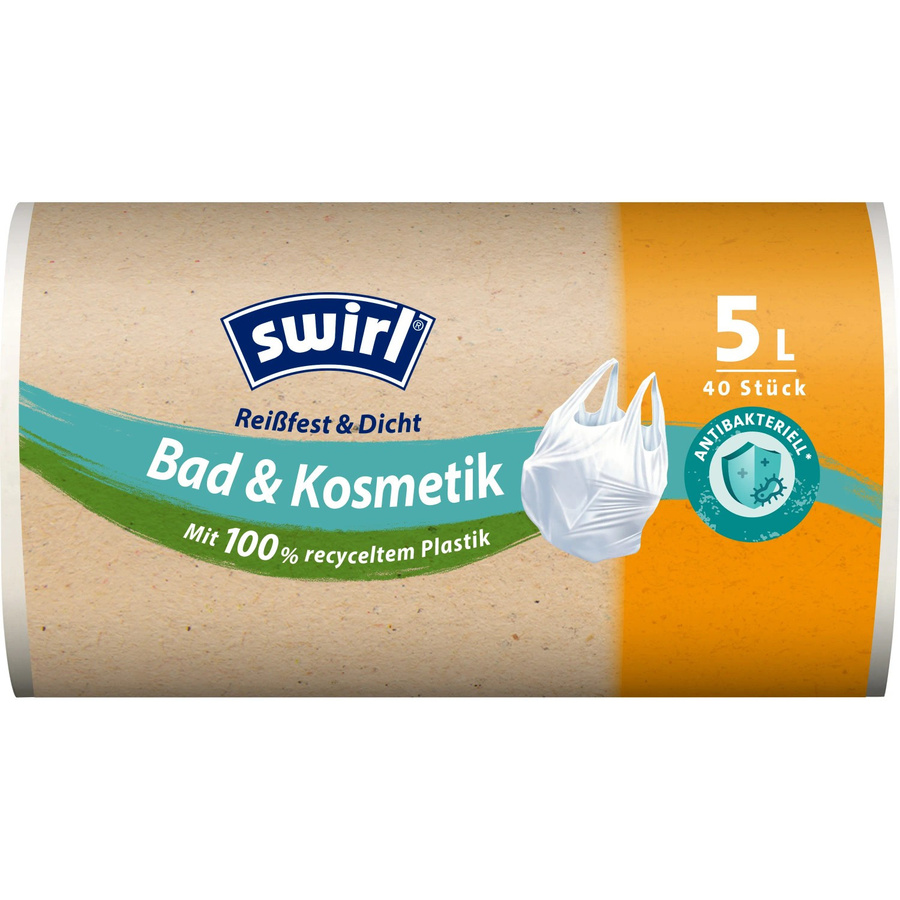 Swirl Bad und Kosmetik Tragegriff-Müllbeutel transparent, 40 Stück - Bild 2