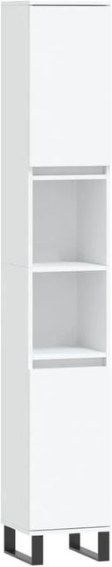 vidaXL Badschrank in Weiß im industriellen Stil mit Türen und offenen Regalen, B/T/H: 30 x 30 x 190 cm - Bild 1