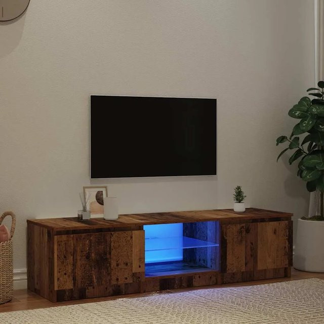 vidaXL TV-Schrank mit LED-Leuchten in Eichenoptik, Farbe: Braun, B/T/H: 140 x 40 x 36 cm - Bild 1