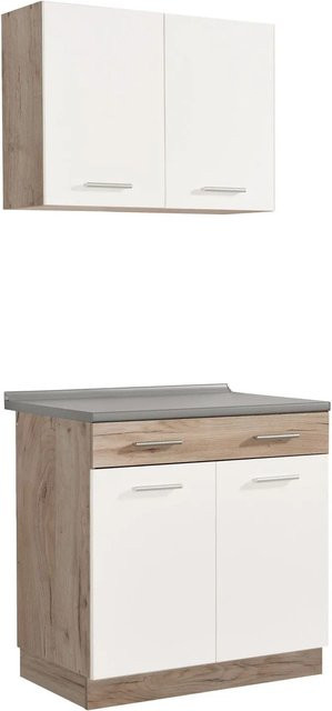 Homestyle4u Küchenzeile modern in Weiß mit Türen und Schubladen B/T/H: 80 x 60 x 207 cm - Bild 1