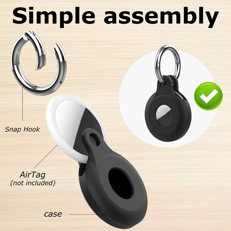 Apple AirTag Halter mit Schlüsselanhänger aus Silikon für Gepäck, Katzen- und Hundehalsbänder sowie Rucksäcke - Bild 5