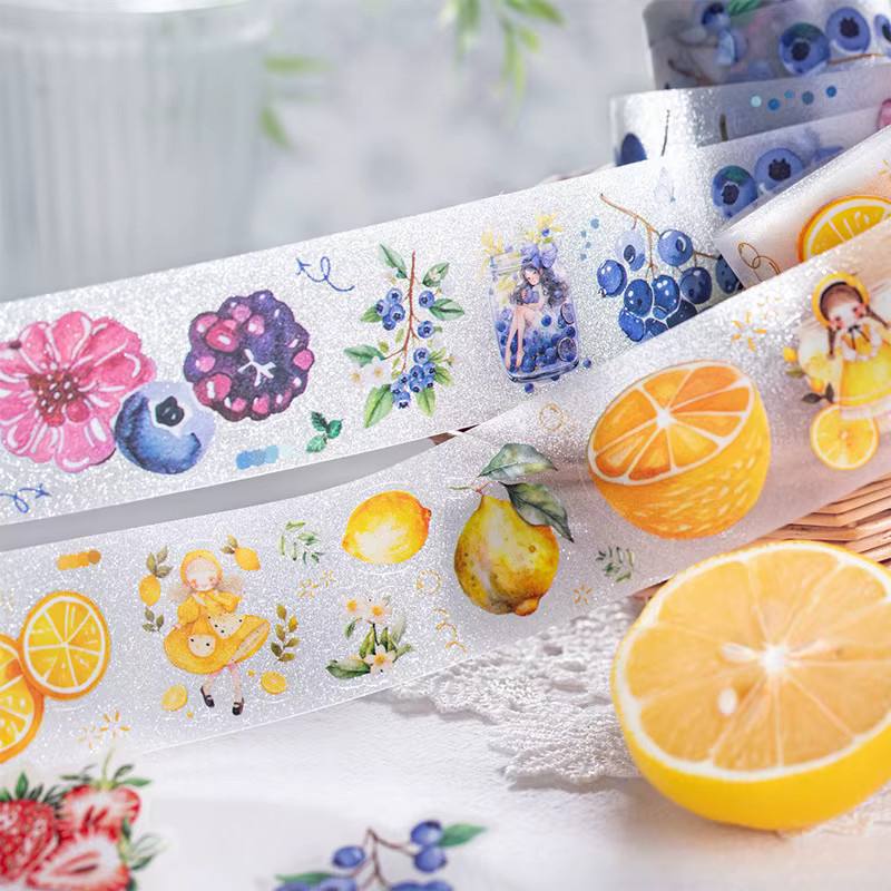Sweet Fruit Collection PET-Klebeband mit Obst-Motiven für Journal Decor und Collage, Mehrfarbig, Breite: 4 cm, Länge: 2 m - Bild 1