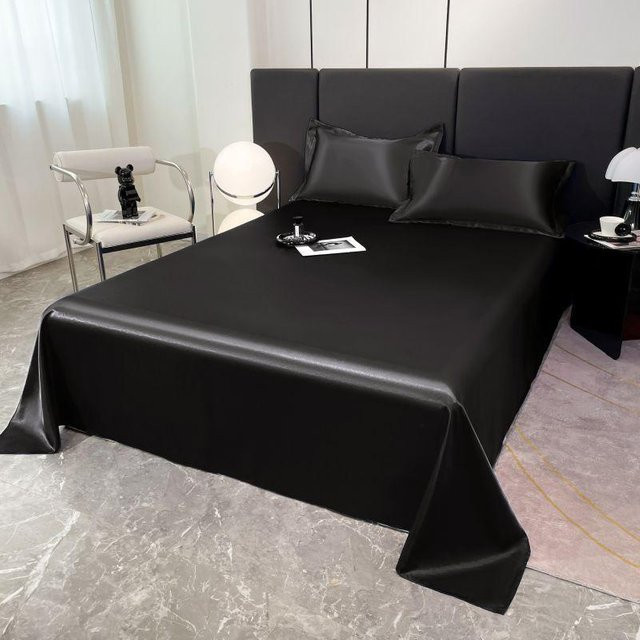 YiLi-Studio Eis Seide Bettlaken in Schwarz, kühler Matratzenbezug mit Anti-Rutsch-Funktion, B: 230 cm, T: 250 cm - Bild 1