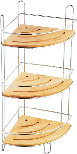 MSV Eck-Duschregal Joy mit 3 Ebenen in Braun-Silber, B/T/H: 19,5 x 19,5 x 48,5 cm - Bild 1