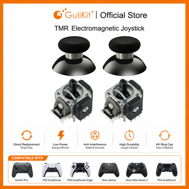 GuliKit TMR Joystick mit Stick Cap als Reparatur-Zubehör für PS4, PS5, PS5 Edge, Nintendo Switch Pro und Xbox Series Controller - Bild 1